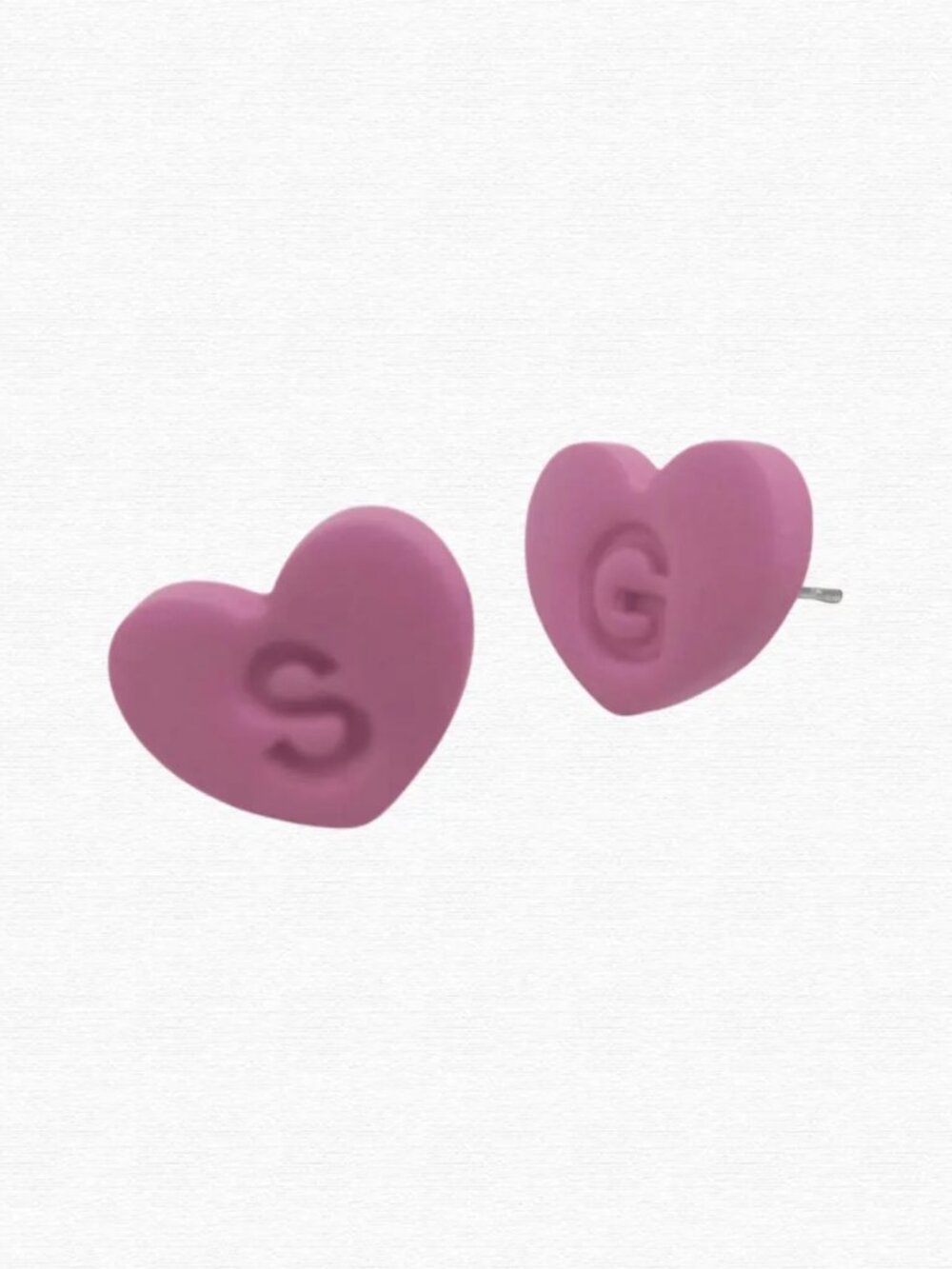 Personalized Initial Heart Stud Earrings | Custom Handmade Polymer Clay Jewelry
